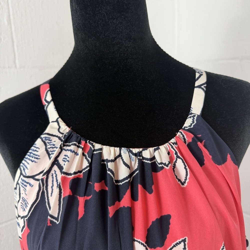 Vince Camuto Halter Dress Pink Floral Garden Tropical Easter Wedding Guest SZ 14 - Picture 3 of 14